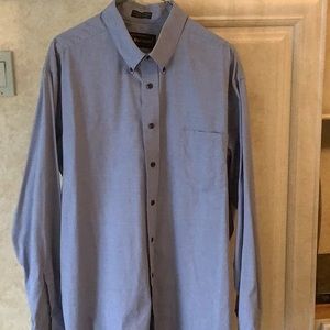 Gray Casual Dress Shirt Black Buttons Long Sleeve Mens Cotton Blend 17 1/2 34/35